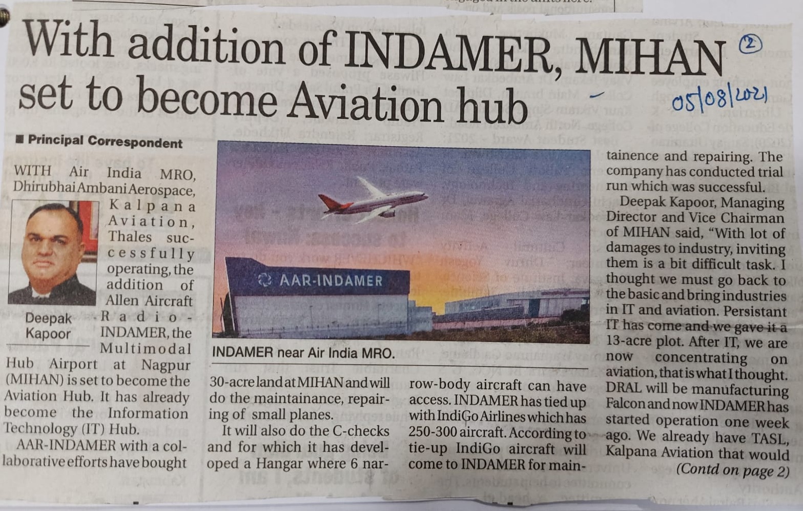 With addition of INDAMER, MIHAN set to become Aviation hub